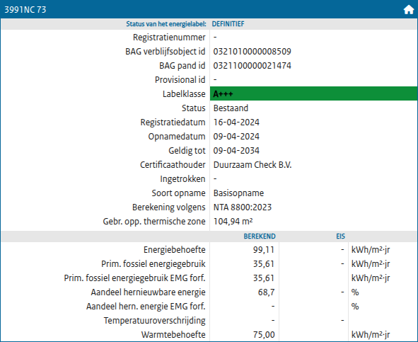 Energielabel van deze woning